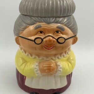Vintage Original Norleans 1950 Japan 9.5" x 7" Granny Grandma Ceramic Cookie Jar